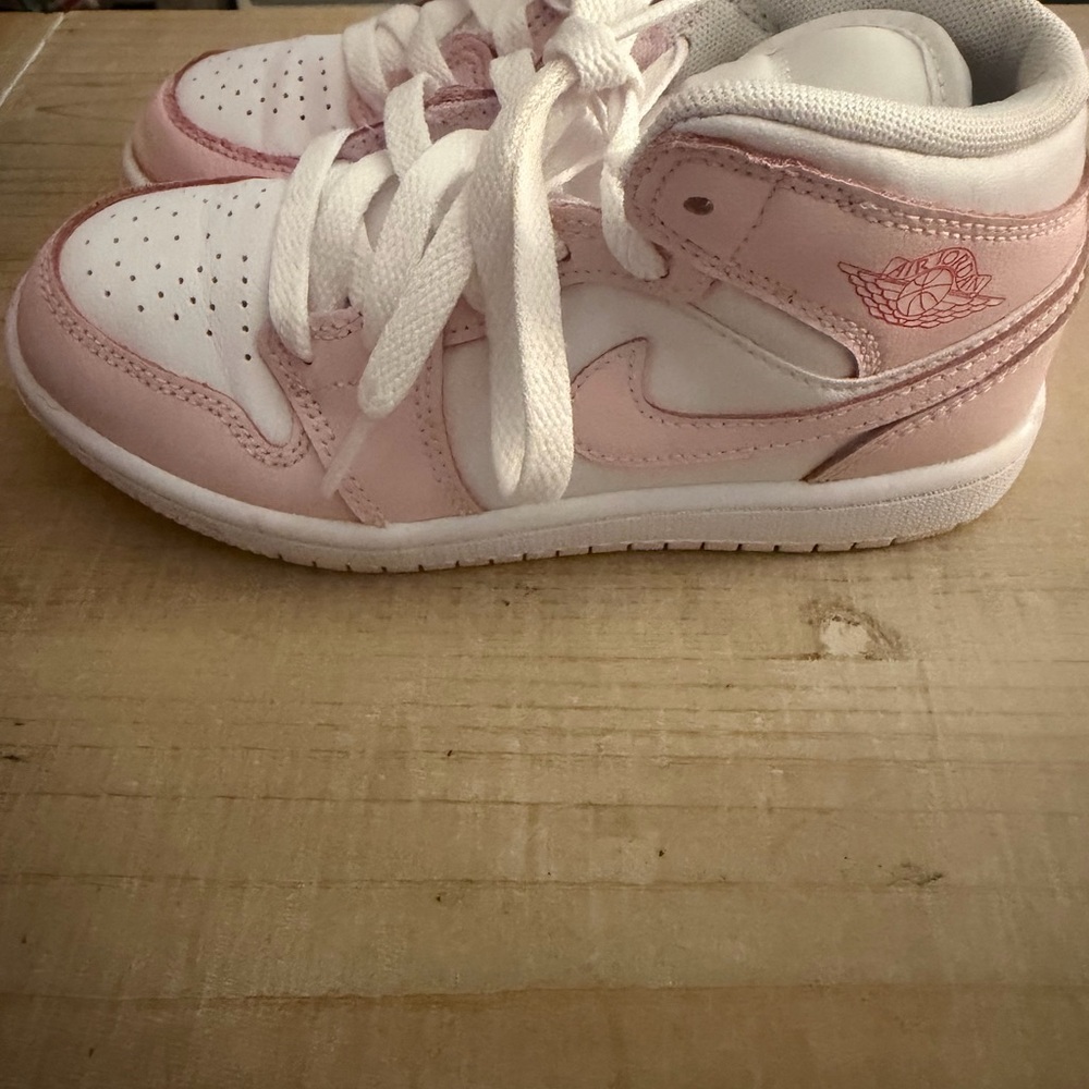 Nike Kids White and Light Pink High-Top Sneakers